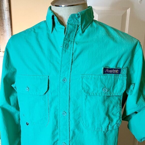 NWOT Men's Ralph Lauren Fishing Camp Hunting Button Front Shirt Green‎ Sz MEDIUM - Picture 2 of 5